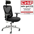 CLOUVOU Bürostuhl CleverSeat, schwarz, Stoff / Netz, mit Kopfstütze, bis 150 kg