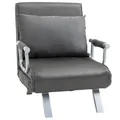 3-in-1 Schlafsofa Schlafsessel Armlehne Klappbett Gästebett Chaiselongue Grau