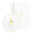Hochwertige Glückwunschkarte Geburt mit Babyflasche in Goldprägung auf Strukturiertem Papier|Geburtskarte Neutral Junge oder Mädchen|Geschenkidee Baby, E38