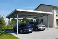 Doppelcarport f. 2 Autos inkl. 15 Module m. Dachverkleidung & Regenrinne, Silber