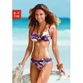 LASCANA Bügel-Bikini florales Design, Bikini-Hose mit Vordermieder, Hose mit Ziergürtel lila 50