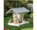 Zooprinz Vogelhaus zum aufhängen mit Sitzstangen, Schutzdach, Seil für Wildvögel, Plexiglasscheiben, wetterfestes Vollholz