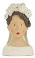 ETC Baden Import Ladykopf Dekokopf Dekobüste Dame als Braut mit Blumenkranz und Perlenkette