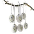 Loberon Osterei 6er Set Fierolla, zart & nostalgisch, feiner Vergissmeinnicht-Print, Vintage-Design, Deko-Eier, Ostern, Osterdeko, Osterschmuck, Porzellan, Polyester, weiß/blau