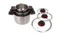 BERGER RedSilva Topfset Induktion 6-tlg. | Camping Kochgeschirr-Set aus Edelstahl | Kochtopf Set Outdoor mit Glasdeckel & klappbaren Griffen | Picknick Topf Geschirrset stapelbar