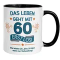 Momentals® Tasse 60. Geburtstag | Sarkasmus & Spruch | Mit 60 geht das Leben ers