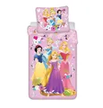 Disney Prinzessinnen Bettbezug für Kinder, Bettwäsche 140 x 200 cm, Kissenbezug 70 x 90 cm, 100 % Baumwolle