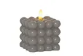 MARELIDA LED-Kerze LED Kerze Bubble Würfel Cube Kerze Echtwachs H: 9,5cm Timer grau