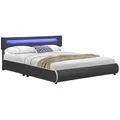 Juskys Polsterbett, Grau, Textil, 180x200 cm, Schlafzimmer, Betten, Polsterbetten