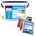 Schneeweiß Wanfarbe innen inkl. Streichset - 5L für ca. 30m² / Innenfarbe weiß