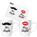 BRUBAKER 2er Becherset "Mr. Right & Mrs. Always Right" Kaffebecher Tasse Weiß