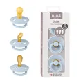 BIBS Colour Try-It Kollektion: 3 Schnuller für die einzigartigen Bedürfnisse Ihres Babys, Kirschform, Symmetrische und Kiefergerechte Sauger. Naturkautschuk/Latex, 0+ Monate (3er Pack), Baby Blue