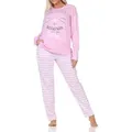 Normann Pyjama Normann Damen langarm Schlafanzug in Katzen Optik – auch in Übergröße rosa 52-54