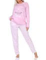 Normann Damen Langarm Schlafanzug Pyjama in Katzen Optik - auch in Übergröße, Farbe:rosa, Größe:52-54