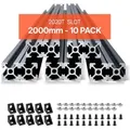 VEVOR 10er Set Aluprofil 2000 mm T-Nut 2020 Aluminium Profil, eloxierte Linearschiene nach europäischem Standard, Nutenprofil für 3D-Drucker, CNC... - Schwarz