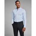 Jack & Jones Businesshemd JJPRPARMA in Skinny Fit, Stretchanteil und verstellbaren Manschetten sehr schmal, Web, Baumwollmischung blau S