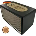 SCHWAIGER 661705 Retro Bluetooth Lautsprecher Vintage Speaker Lederoptik Holzgehäuse Akku HiFi Musikbox inkl. Klinkenkabel Micro-USB-Kabel