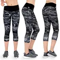 Formbelt Sport Tights 3 4 Damen mit Hüfttasche für Handy/Leggings Leggins Damen kurz Bauchtasche Smartphone/Marmor (S)