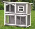 Hasenstall Kaninchenstall Kleintierstall Käfig Murmel taupe weiss 110 x 52 cm
