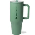 HydroJug Traveler Wasserflasche mit Griff und Klapp-Trinkhalm, 1,2 l, passt in Becherhalter, auslaufsicherer Becher, wiederverwendbar, isolierter Edelstahl und Gummiboden, Geschenk für Damen und
