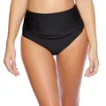 Badekönig Badeslip (1 St. High Waist Badehose) Schwarz, Raffung im Vorderbereich 48