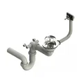 QLS Manueller Einbecken-Siphon 3 1/2 Zoll Edelstahl Chrom Manuell Platzsparend
