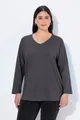 Ulla Popken T-Shirt Shirt V-Ausschnitt Relaxed Langarm