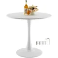 VEVOR runder Esstisch Küchentisch Holztisch (80 cm / 113,4 kg belastbar) für 2–4 Personen, moderne Bürotische mit Säulenfuß im Tulpendesign, für Küche zu Hause Wohnzimmer, weiß (nur Tisch)