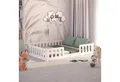 CADANI Kinderbett MONTE Bodenbett mit abnehmbaren Rausfallschutz - bis 200 kg belastbar (140x200 cm, Weiß, 2in1 Montessori Kinder- und Jugendbett), 2 Aufbauvarianten, barrierefrei umbaubar, Roll-Lattenrost, Made in EU