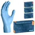 ARNOMED Einweghandschuhe Blau Extra Stark, Einmalhandschuhe in L, 50% dickere Nitrilhandschuhe, 100 Stk./Box, Handschuhe Einweg puderfrei, latexfreie Gummihandschuhe, Einweghandschuhe in S, M, L & XL