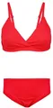 Aquarti Mädchen Bikini Set Bustier Bikinislip Zweiteiliger Badeanzug, Farbe: 039 Jacquard Punkte Rot, Größe: 158