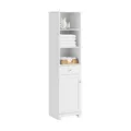 SoBuy Badezimmerschrank Badezimmer Hochschrank Schmal Badezimmermöbel mit 3 Regalfächern, 1 Schublade und 2 Türfächern 40x161x35 cm BZR17-W