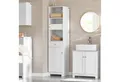 SoBuy Hochschrank BZR17, Badkommode Beistellschrank Badschrank schmal Badezimmerschrank Hochschrank, 3 offenen Fächern, verstellbare Ablagen