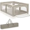 Lionelo Faltbarer Laufstall für Kinder WILLOW von 0-48 Monaten, 120 cm x 180 cm x 68 cm, Laufstall für Babys mit atmungsaktivem Netz - Beige - Beige