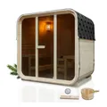 Artsauna Fasssauna Cube Big Fjora L für 6 Personen, mit 9kW Ofen, Glasfront & Zubehör