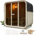 Artsauna Cube Fasssauna Fjora L für 6 Personen, mit 9kW Ofen, Glasfront & Zubehör