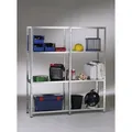 SCHULTE REGALWELT Grundregal mit Anbauregal, HxBxT 180 x 140 x 35 cm, 340 kg Traglast (max.), 8 Böden - silberfarben