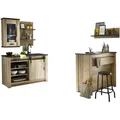Furn.Design Küchen-Set, Anthrazit, Natur, Holzwerkstoff, Glas, Metall, Nachbildung,Nachbildung,Altholz, Uni, Holz Optik, Vintage, Küche mit Bartisch/Theke, 133x201x64 cm, Küchen, Miniküchen