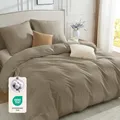BEDELITE Bettwäsche 220x240 Baumwolle 3teilig - Bettwäsche-Sets Beige mit Reißverschluss, Bettbezug 240x220 mit 2 Kissenbezüge 80x80 cm, Oeko-TEX Bedding weiche und kuschelige Bettwaren