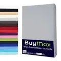 Buymax Spannbettlaken 90x200cm Doppelpack 100% Baumwolle Spannbetttuch Bettlaken Jersey, Matratzenhöhe bis 25 cm, Farbe Silber