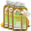 AlmaWin® Orangenölreiniger ÖKO [5x 500ml] ideal als starker Allesreiniger & Fettlöser - Veganes Orangenreiniger Konzentrat in recycelter Flasche - Besonders ergiebiger Orangenöl Reiniger