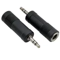 Musiclily 2Pcs 6.35mm Female to 3.5mm Male Audio Stereo Adapter Jack Plug Black