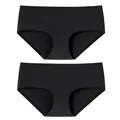 Schiesser Damen Panty Invisible Cotton 2er Pack, Größe:44, Farbe:Schwarz (000)
