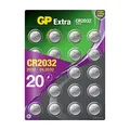 GP Extra Lithium Knopfzellen CR2032 3V | 20 Stück Batterien CR 2032 | 2032 Knopfzelle 3 Volt ideal als Airtag Batterie, für LED-Beleuchtung, Autoschlüssel etc.