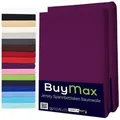 Buymax Spannbettlaken 2-er Set, Doppelpack, Bettlaken, Jersey 100% Baumwolle, Gummizug: rundum, (2 Stück), Pflegeleicht und Atmungsaktiv in Verschiedenen Farben und Größen lila 180 cm x 200 cm