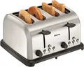 Bartscher Toaster TBRB40 100374 | 4-Scheiben | Edelstahl | 6 Bräunungsstufen | Brötchenaufsatz | breite Schlitze