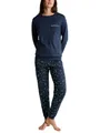 CALIDA Sweet Dreams Bündchen-Pyjama Damen, aus 100% Baumwolle, Hose mit stoffbezogenem Gummibund