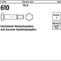 Sechskantpassschraube DIN 610 kurzem Gewindezapfen M8x 50 10.9 25 Stück
