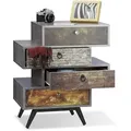 Vintage Kommode 4 Schubladen, Originelles Lowboard In Betonoptik, Schublade Mit Motiv, Hbt: 68x60x40 Cm, Grau - Relaxdays