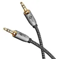Goobay 65272 Plus Series Audio Verbindungskabel AUX, 3,5 mm stereo, 0,5 m, 0.5 m, schwarz-Silber - Klinke 3,5 mm Stecker (3-Pin, stereo) > Klinke